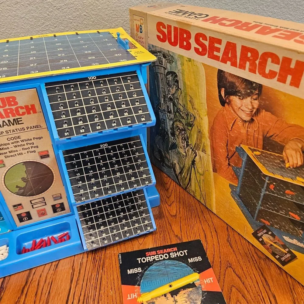 Vintage 1973 Milton Bradley Sub Search 3 Level Board Game 3D battleship HTF